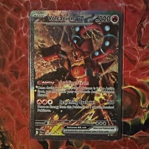 Pokemon Volcanion EX Card - Red and Black
